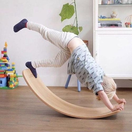 Wooden Baby Balance Board Children Curved Seesaw Yoga Fitness Equipment Baby Indoor Toys Kids Outdoor Sports Play Game