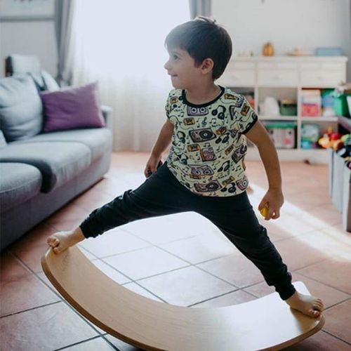Wooden Baby Balance Board Children Curved Seesaw Yoga Fitness Equipment Baby Indoor Toys Kids Outdoor Sports Play Game