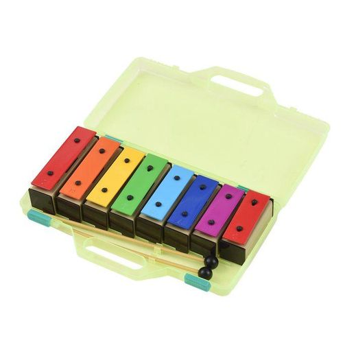 8-note Xylophone Colorful Glockenspiel Removable Rainbow Color Metal Plates Resonator Bells with Plastic Mallets Green Case Percussion Instrument Musical Toy Gift for Children Kids