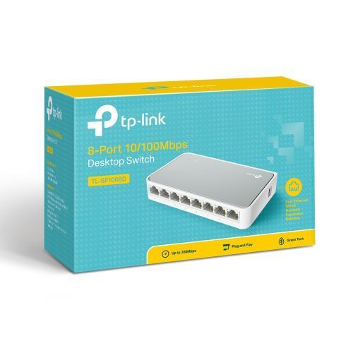 TP-Link TL-SF1008 8-Port 10/100Mbps Desktop Switch-White