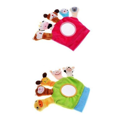 2xHARMING BABY CHILD ZOO FARM ANIMAL HAND GLOVE PUPPET FINGER SACK