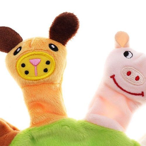 2xHARMING BABY CHILD ZOO FARM ANIMAL HAND GLOVE PUPPET FINGER SACK