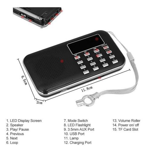Y-896 Mini FM Radio Digital Portable 3W Stereo Speaker MP3 A