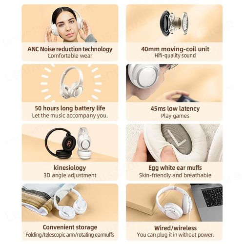 Original Lenovo TH40 Headphones Wireless Bluetooth Earphones Stereo HIFI Sound Quality Earbuds Smart Noise Gaming Headset