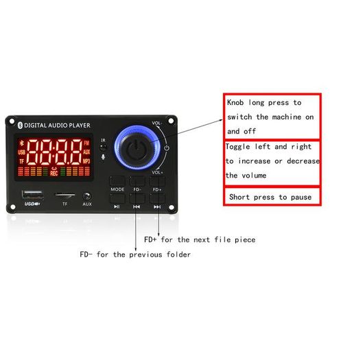 2*50w 12v Amplifier Mp3 Decoder Board Dc Folder Switching Handsfree Bluetooth Diy Car Mp3 Player Fm Radio Aux Tf Usb Record