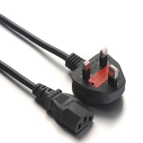AC 3 Pin Computer Adapter Power Cord Cable with Fuse - Black