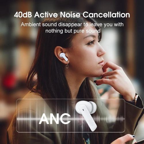 QCY HT05 ANC Wireless Earphones 40dB Active Noise Cancelling Bluetooth 5.2 Headphones 6 Mic ENC HD Call Headset