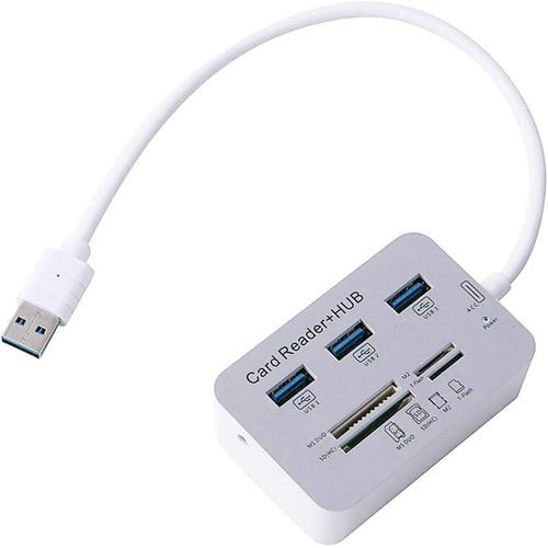 Portable Multi-in-1 3 Ports USB 3.0 High Speed Hub Adapter with MS SD M2 TF Card Reader for Computer Laptop