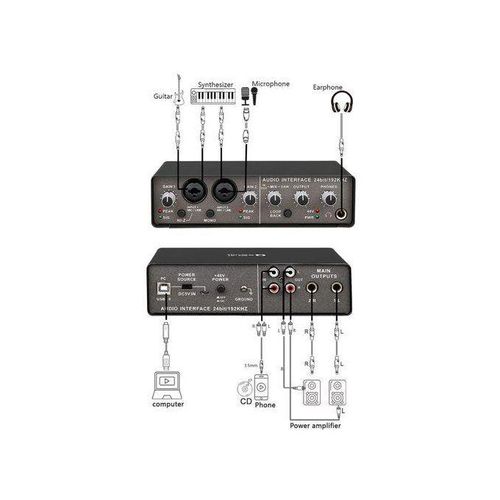 Q-24 USB Recording Sound Card Audio Mixer 4-Channel