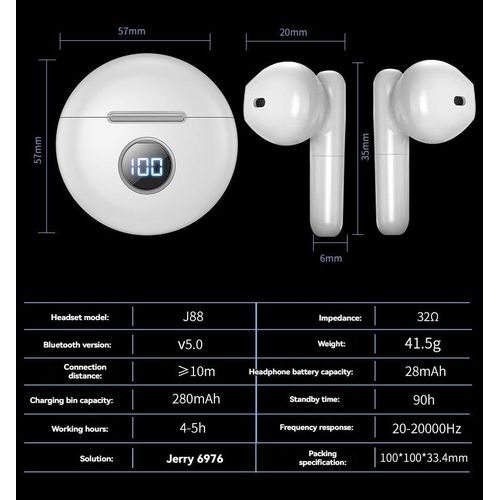 Wireless Earbuds, Bluetooth 5.3 Headphones Stereo Deep Bass With LED Display,  Noise Cancelling Mic