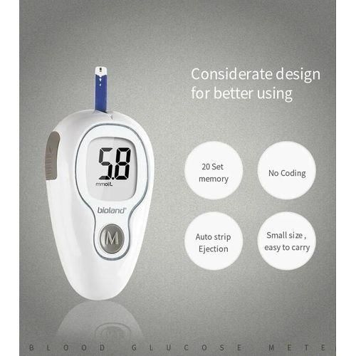 Bioland Diabetes Digital Gluco Meter Sensor Blood Sugar Monitor Kit Glucose Testing Glucometer Machine