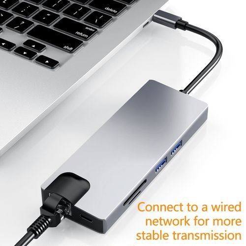 HW-TC12 8 In 1 Type-C / USB-C Multifunctional Extension HUB-Black