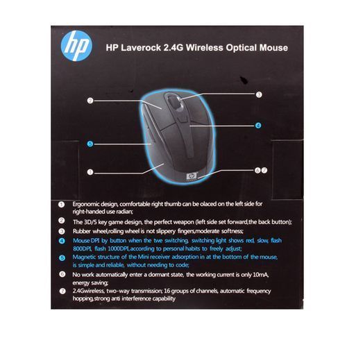 Hp Laverock 2.4G Wireless Optical Mouse - Black.