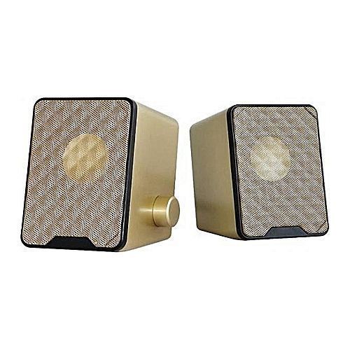 Rohs Compliant USB External Laptop Speakers - Silver/Gold