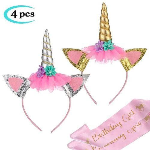 4pc Cartoon Unicorn Headband Toys Crown Decoration Props