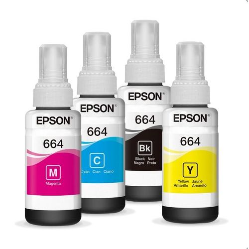 Epson  664 Ink Refill Bottles(70mL) for Printer EcoTank L100 / L200 / L300 / L1300-All Colors