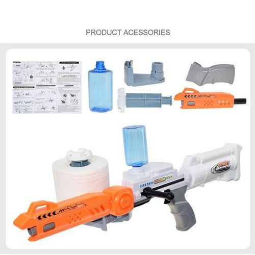 Kids Paper Shot Gun Toy Plastic Eco-Friendly Toilet Papertball Rapid Fire Game