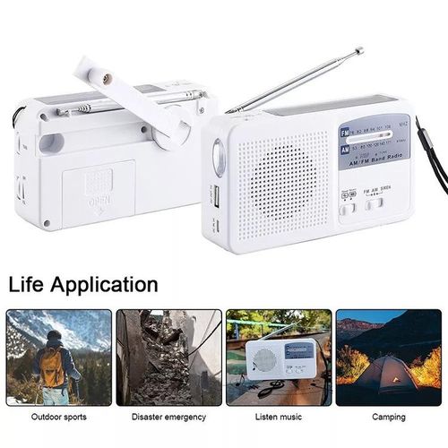 Radio Solar / Cranked Dynamo Power LED Flashlight with AM/FM Radio