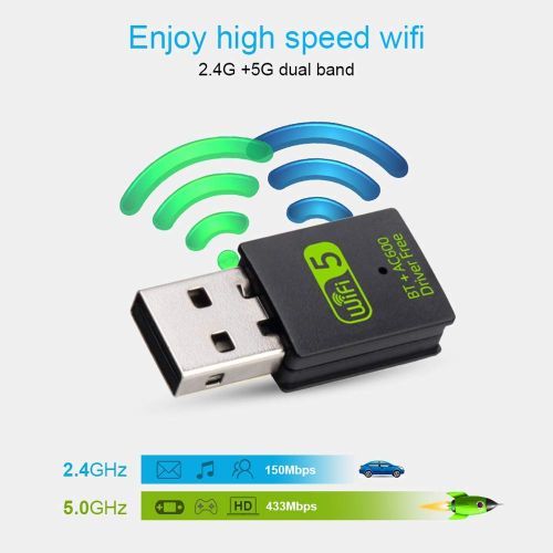 G38 2 In One  AC600 Wifi Adapter And Bluetooth Dongle 802.11 -Black