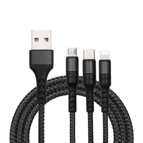 3 in 1  Cable with Micro USB/Type-c/Lighting for iPhone