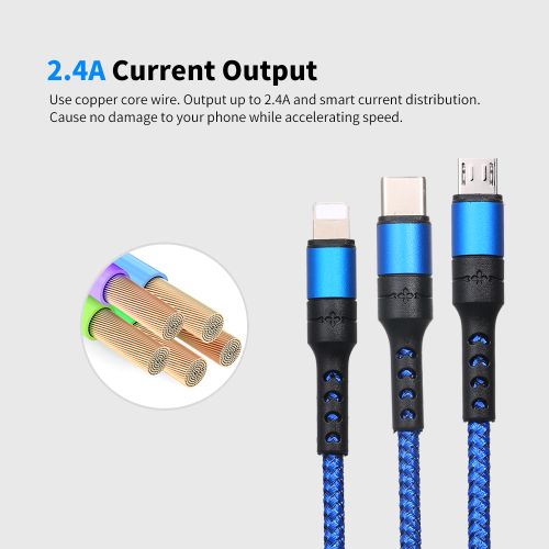 3 in 1  Cable with Micro USB/Type-c/Lighting for iPhone