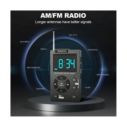 Portable Mini Radio Pocket Am Fm Digital Radio Stereo Receiver Auto-Search Channel Tf Card Mp3 Music Player European