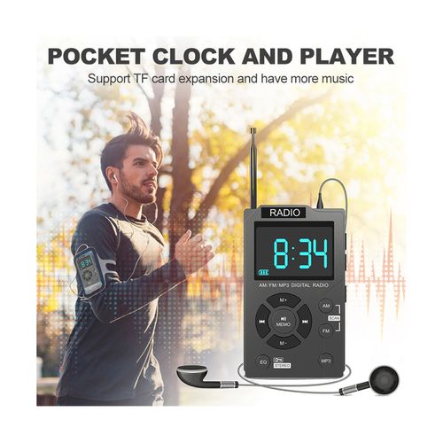 Portable Mini Radio Pocket Am Fm Digital Radio Stereo Receiver Auto-Search Channel Tf Card Mp3 Music Player European