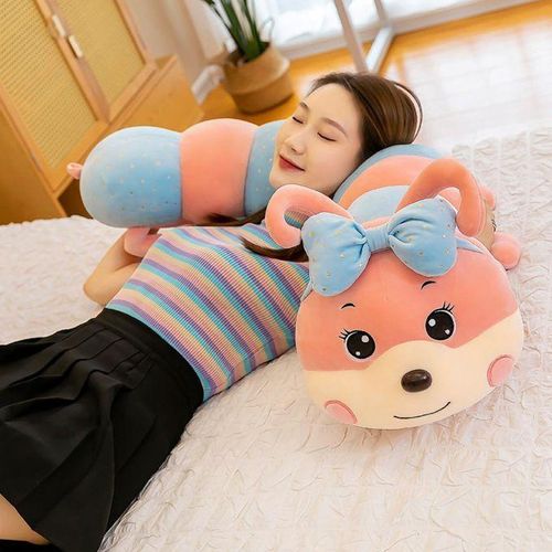 Fruit Caterpillar Toys Sleeping Pillow Plushie Dolls For Bedtime Pink