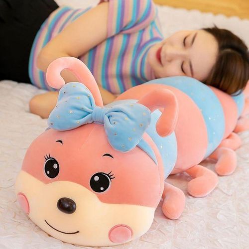 Fruit Caterpillar Toys Sleeping Pillow Plushie Dolls For Bedtime Pink