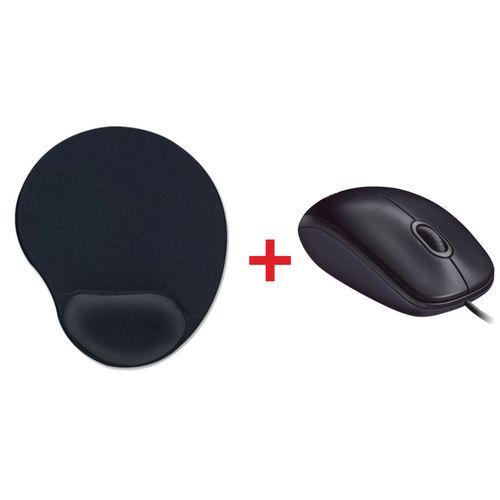 Soft Mouse Pad With Wrist Support  And Mouse - Black
