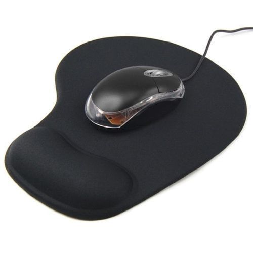 Soft Mouse Pad With Wrist Support  And Mouse - Black