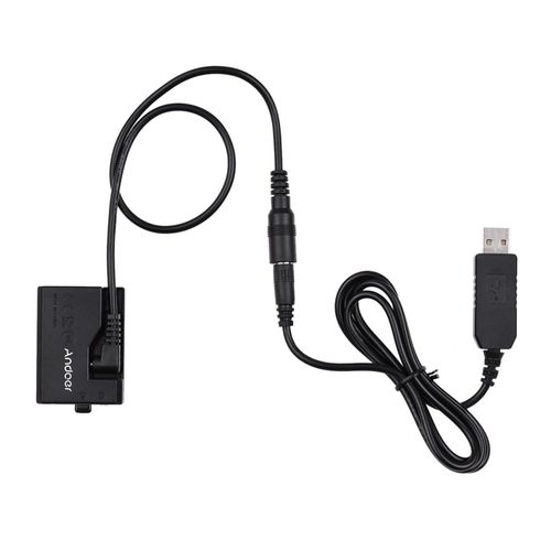 Andoer ACK-E10 5V USB Dummy Battery DC Coupler Adapter(Replacement for LP-E10) Compatible with Canon EOS Rebel T3/T5/T6/T7/T100/Kiss X50/Kiss X70/1100D/1200D/1300D/2000D/4000D NO5124