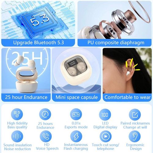 SK small earbuds wireless bluetooth headset,headphones sport,sleep,work,in class invisible wear,bass sound quality earphone 2023