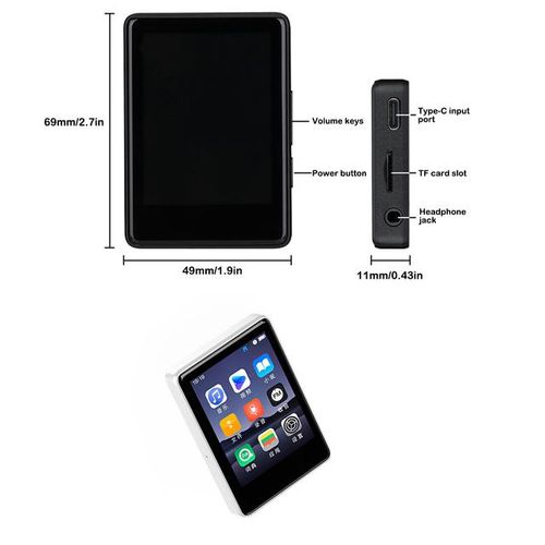 2 4 Inch Touch Screen Mp4 Player E-Book Reader Traveling Portable Mp3 Music Players Rechargeable Playing Device Black 32gb
