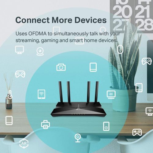 TP Link Wifi 6 AX1500 Smart Wi-Fi Router, 4 Gigabit LAN Ports, Dual Band-Black