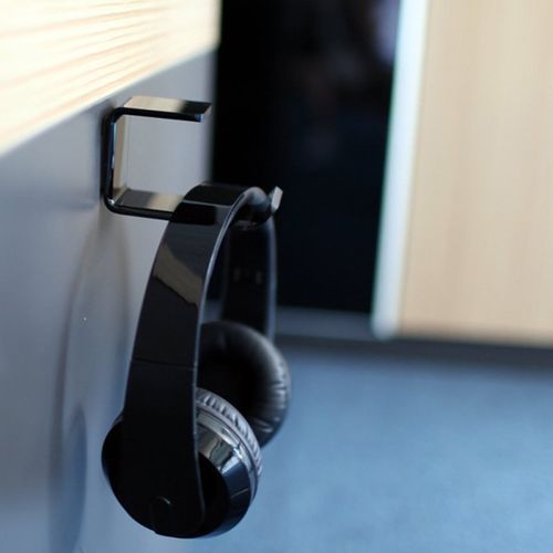 Acrylic Headphones Bracket Wall Mounted Headset Hanger-Black