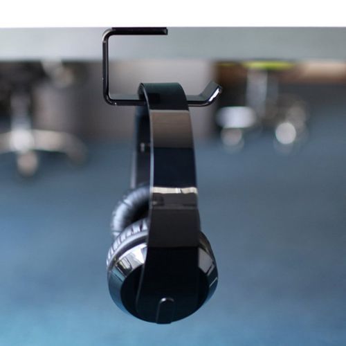 Acrylic Headphones Bracket Wall Mounted Headset Hanger-Black