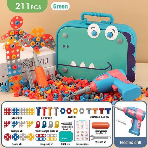 Children Electric Drill Toolbox Driller Games 3D Tool Toy for Boys Montessori Screw Puzzle Kid Pretend Play Toys Children