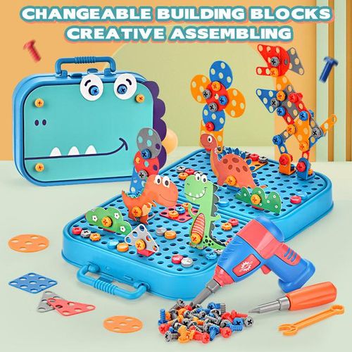 Children Electric Drill Toolbox Driller Games 3D Tool Toy for Boys Montessori Screw Puzzle Kid Pretend Play Toys Children