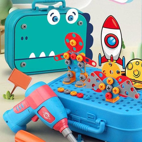 Children Electric Drill Toolbox Driller Games 3D Tool Toy for Boys Montessori Screw Puzzle Kid Pretend Play Toys Children