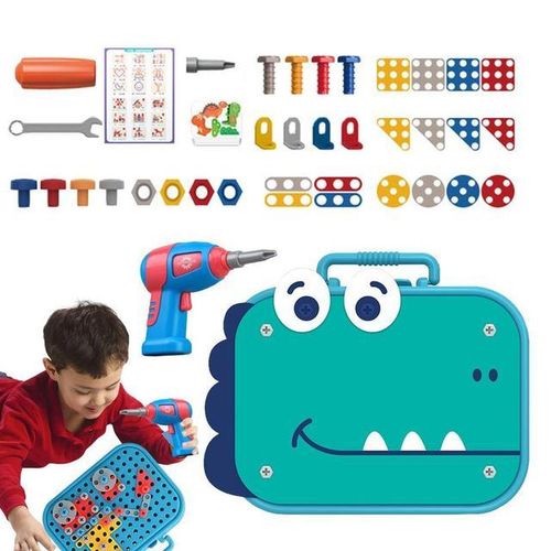 Children Electric Drill Toolbox Driller Games 3D Tool Toy for Boys Montessori Screw Puzzle Kid Pretend Play Toys Children