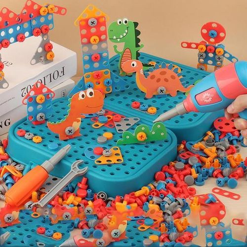 Children Electric Drill Toolbox Driller Games 3D Tool Toy for Boys Montessori Screw Puzzle Kid Pretend Play Toys Children