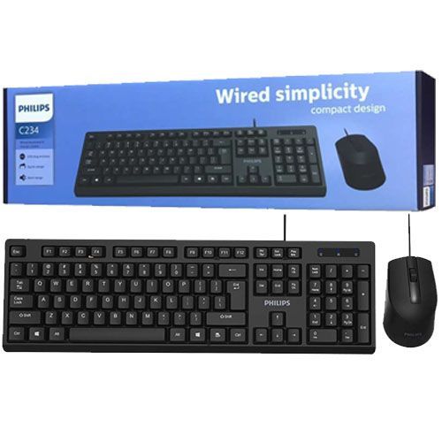 Philip Wired Keyboard And Mouse Combo C234 - Black