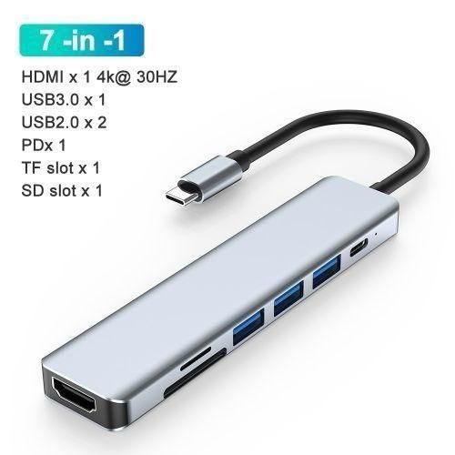 USB-C to HDMI + USB 3.0 4 in 1 Adaptor -Silver