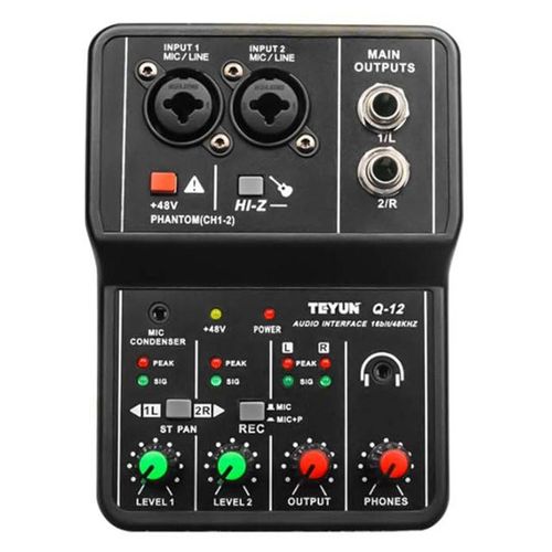Q-12 Audio Mixer Professional Sound Board Console Desk System Interface 4 Channel 48v Power Stereo Computer Sound Card