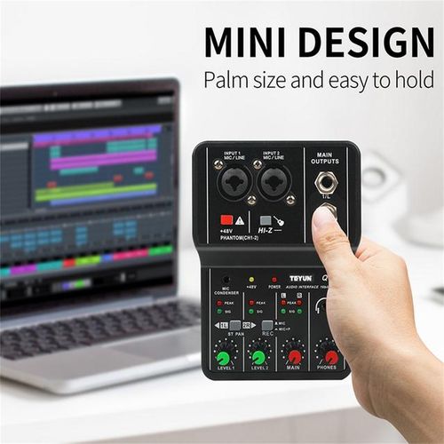 Q-12 Audio Mixer Professional Sound Board Console Desk System Interface 4 Channel 48v Power Stereo Computer Sound Card