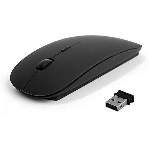 Fashion Ultra Slim 2.4 GHz Optical Wireless Mouse + Receiver - Black.