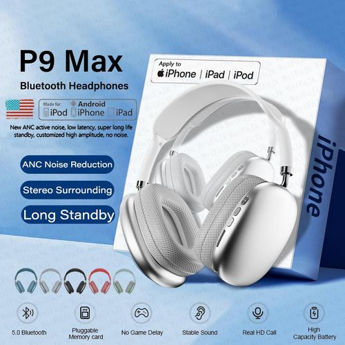 Original Air Max P9 Pro Wireless Bluetooth Over Ear Headphones Noise Cancelling Mic Pods Sports Gaming Headset For Apple iPhone