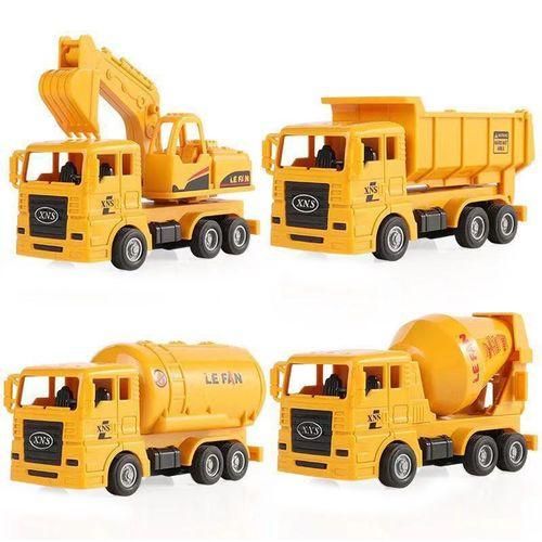 4 in 1 Concrete Mixer Truck  Fuel Tank Truck  Dump Truck  Excavator Inertial Pull Back Car Children Model Toys Car Set