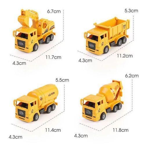 4 in 1 Concrete Mixer Truck  Fuel Tank Truck  Dump Truck  Excavator Inertial Pull Back Car Children Model Toys Car Set